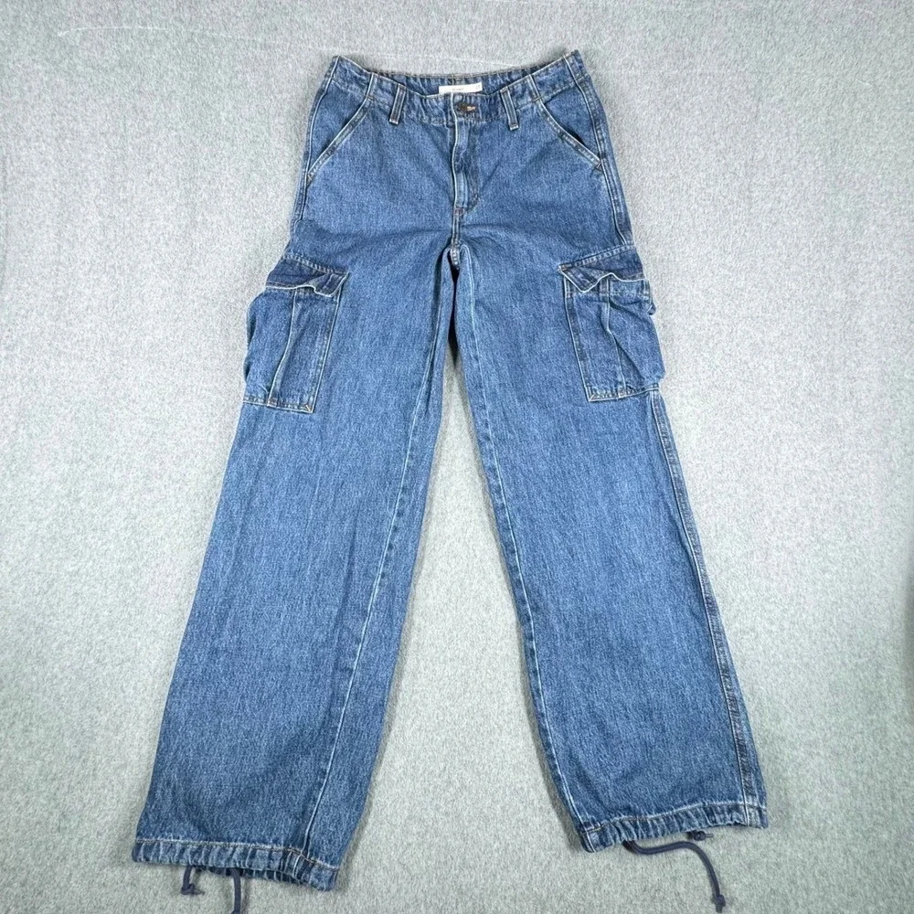 Levis 94 Baggy‎ Jeans Mens 32 Denim Cargo Carpenter Pockets Drawstring Pants